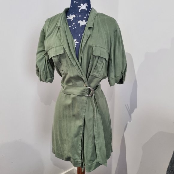 Zara Short Sleeve Wrap Around Shirt Dress Medium Used Once. - Picture 3 of 10